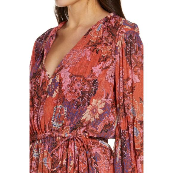 A.L.C. Elise Long Sleeve Silk Minidress in Pink/ Russet Multi, Size 0 - Picture 6 of 15